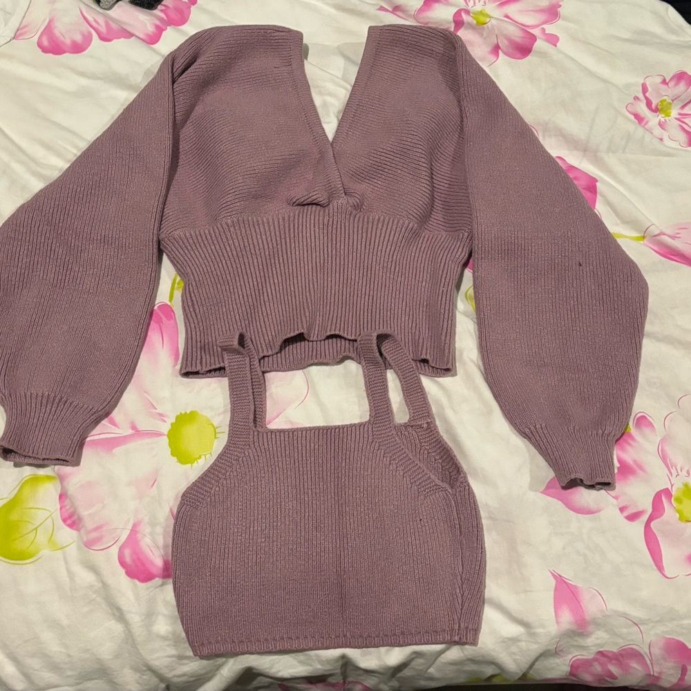 Purple Knit Sweater and Tank top Set